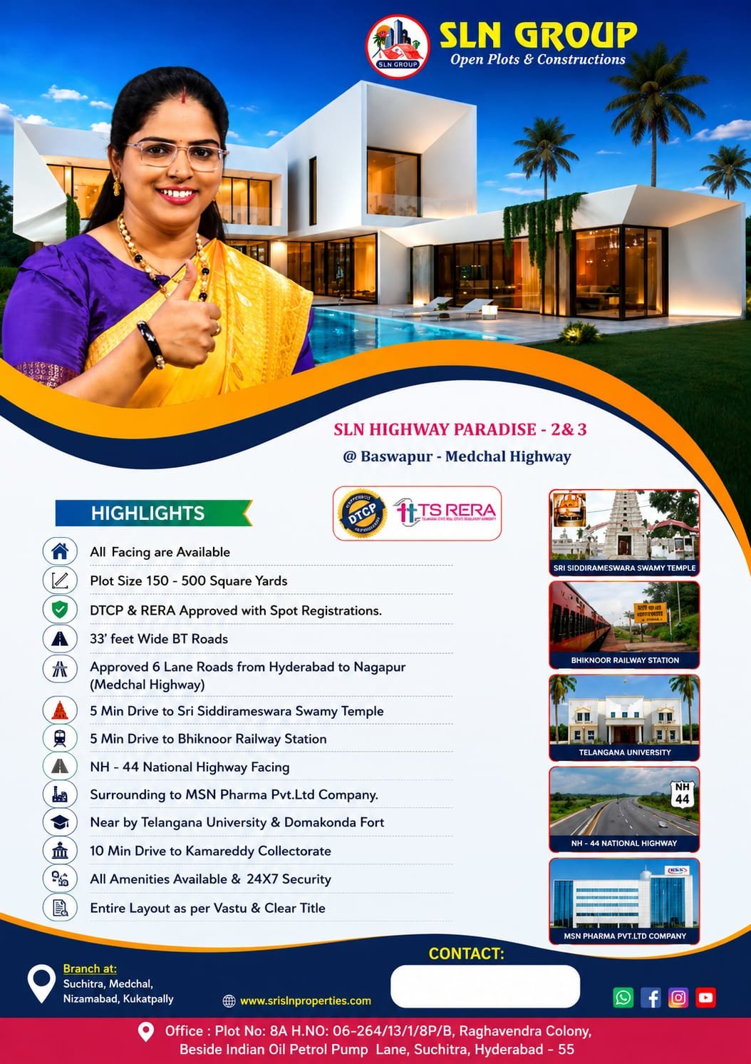 SLN Highway Paradise DTCP & TS RERA Approved Plots